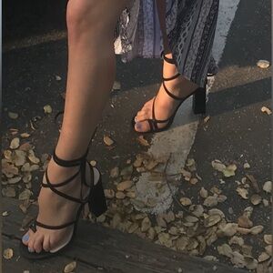 Elegant RAYE Black Strappy Heels